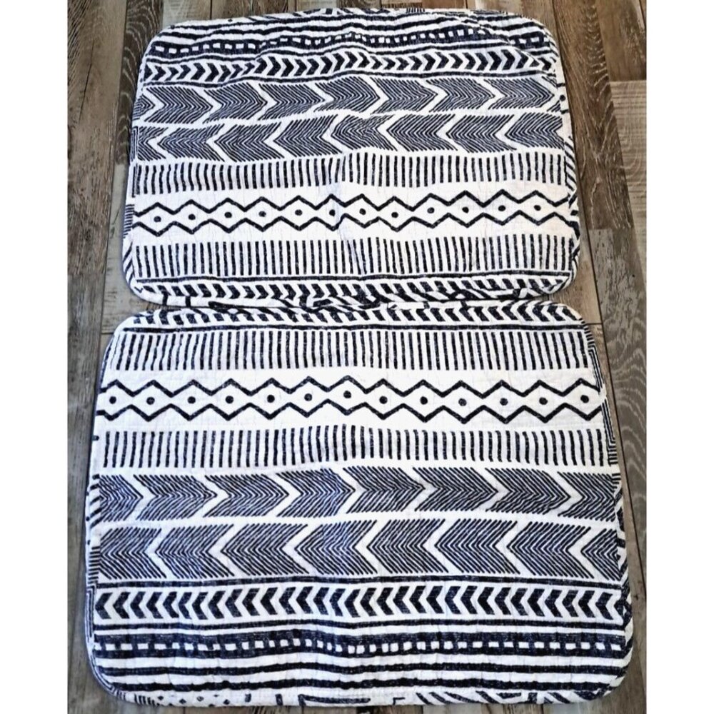Lush Decor Pillow Shams Hygge Geo 2 Standard Blue White Abstract Quilted Cotton